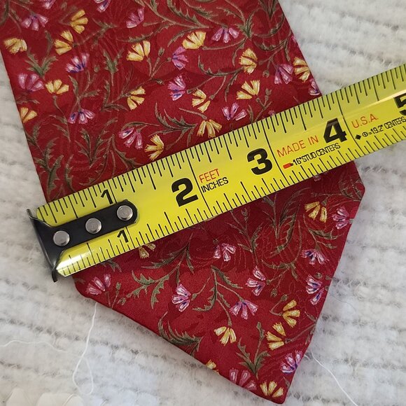 Christian Dior Monsieur Floral Red Tie 100% Printed Polyester Made In USA - Picture 8 of 9